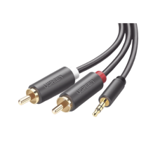 Cable Adaptador de 3.5mm Macho a 2 RCA Macho / 3 Metros (9.84 Pies) / Color Gris / Blindaje Múltiple / ABS / Alta Calidad