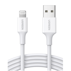 Cable USB-A a Lightning | 1 Metro | Certificado MFi | Carga Rápida 5V/2.4 A| 480 Mbps | PD | Conector C89 | Adecuado para iPhone, iPad y iPod | Protección Integrada | Caja de ABS | Cubierta de TPE | Color Blanco. Cable USB-A a Lightning | 1 Metro | Certificado MFi | Carga Rápida 5V/2.4 A| 480 Mbps | PD | Conector C89 | Adecuado para iPhone, iPad y iPod | Protección Integrada | Caja de ABS | Cubierta de TPE | Color Blanco.