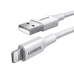 Cable USB-A a Lightning | 1 Metro | Certificado MFi | Carga Rápida 5V/2.4 A| 480 Mbps | PD | Conector C89 | Adecuado para iPhone, iPad y iPod | Protección Integrada | Caja de ABS | Cubierta de TPE | Color Blanco.