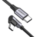 Cable USB-C a USB-C | 1 Metro (3.28 Pies) | Conector con Ángulo Recto de 90° | Carga Rápida de hasta 60W | 480 Mbps | PD3.0 | QC4.0/3.0/2.0 | FPC | AFC | Protección Integrada | Caja de Aluminio | Nylon Trenzado | Color Negro