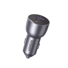 Cargador de Auto 52.5W | Puerto USB-A y USB-C | Carga Rápida | Compatible con Vehículos de 12 y 24 VCD | PD3.0 + QC3.0 | Chip Inteligente | Diseño Compacto Mayor Eficiencia Energética | Caja de Aluminio