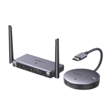 Transmisor y Receptor Inalámbrico HDMI | 50m | Salida HDMI y VGA (Simultanea) | Audio 3.5mm | Efecto 3D | Luz Indicadora LED | Clic and Go | Señal Estable | Amplia Compatibilidad | Conecta con un Clic.