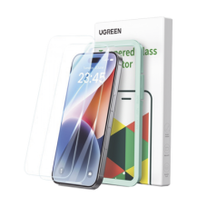 Protector de pantalla UGREEN HD con marco de instalación para iPhone 15/16 (paquete de 2)