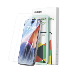 Protector de pantalla UGREEN HD con marco de instalación para iPhone 16 Pro (paquete de 2)