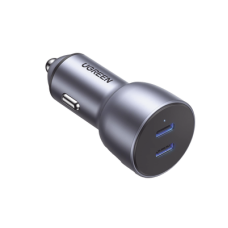 Cargador de Auto de 40W / 2 Puertos USB-C / 20 Watts por Puerto / Compatible con Vehículos de 12 y 24 VCD / Chip Inteligente / Diseño Compacto / Multi protección / Aleación de Aluminio