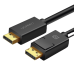 Cable DisplayPort 1.2 Macho a Macho | Longitud 5 Metros (16.40 Pies) | Versión DP1.2 | Soporta 4K@60Hz; 2K@144Hz | Soporta 3D | Color Profundo de 8 y 10 Bits | Blindaje Interno Múltiple | Cobre Estañado 28AWG | Botón de Liberación