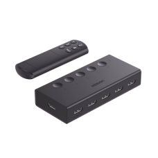 Conmutador HDMI 5X1 | 4K@60Hz | HDMI 2.0, 1.4 | HDCP 2.2, 1.4 | VRR | Dynamic HDR | 3D | CEC | EDID | IR 10 Metros (32.81 Pies) | 18Gbps | Cambio Manual y por Control Remoto | Incluye Cable de Alimentación USB