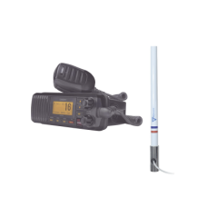 Kit de radio UM385BK | mas antena marina de fibra de vidrio TX-5101SYS/10M fabricada en fibra de vidrio con base roscable de acero inoxidable Kit de radio UM385BK | mas antena marina de fibra de vidrio TX-5101SYS/10M fabricada en fibra de vidrio con base roscable de acero inoxidable