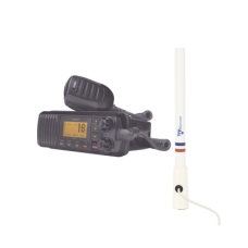 Kit de radio UM385BK | mas antena marina de fibra de vidrio TX-5206-SYS y soporte para antena 4186 Kit de radio UM385BK | mas antena marina de fibra de vidrio TX-5206-SYS y soporte para antena 4186
