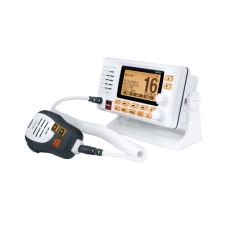 Radio Móvil Marino VHF, color blanco con receptor de GPS integrado, puerto de conexión NMEA 2000, 25W de potencia de RF, sumergible IPX8. Radio Móvil Marino VHF, color blanco con receptor de GPS integrado, puerto de conexión NMEA 2000, 25W de potencia de RF, sumergible IPX8.