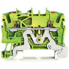 Borna de Tierra TOPJOB® S / 2 Conductores / Sección 2.5 mm² / Tecnología Push-in CAGE CLAMP® / Operación con Tecla / Montaje Carril DIN 35x15 y 35x7.5 / Color Verde-Amarillo / Aplicaciones Ex y Ferroviarias / Certificacio