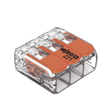 Borne de Conexión con Palancas / 3 Conductores / Carcasa Transparente / Tecnología CAGE CLAMP® / 4 mm² (12 AWG) / 450V 32A / T85