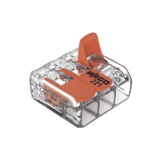 Borna de Conexión con Palancas / 3 Conductores / CAGE CLAMP® / 6 mm² (10 AWG) Máximo / 32A 450V / Transparente / Palancas Naranja / TB85