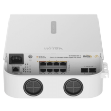 Switch PoE Gigabit 8 Puertos / 2 SFP Uplink / PoE++ 802.3bt 90W Port 1-2 / PoE+ 802.3at 30W Port 3-8 / 110W Budget Total / 20Gbps Switching / Fanless / Wall-Pole Mount / Industrial -30°C a 60°C