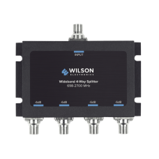 Divisor de potencia de 4 vías para la distribución de señal a dos antenas de servicio | 6 dB de pérdida por puerto | Conectores F hembra