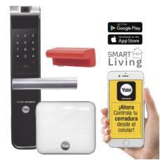 Kit Cerradura con manija YMF40A y HUB, Apertura por, Código, Biometría y apertura por SMARTPHONE, Para puertas de 35 a 90 mm de espesor Kit Cerradura con manija YMF40A y HUB, Apertura por, Código, Biometría y apertura por SMARTPHONE, Para puertas de 35 a 90 mm de espesor