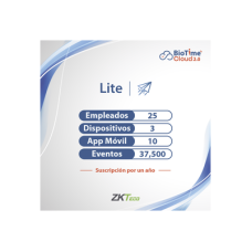 LICENCIA lite de BIOTIME CLOUD 2.0  / 25 USUARIOS / 3 DISPOSITIVOS (Licencia Anual)