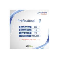 LICENCIA PROFESSIONAL BIOTIME CLOUD 2.0  / 100 USUARIOS / 15 DISPOSITIVOS (Licencia Anual)