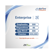 LICENCIA ENTERPRISE BIOTIME CLOUD 2.0  / 300 USUARIOS / 40 DISPOSITIVOS (Licencia Anual)