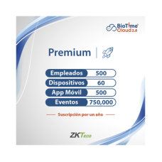 LICENCIA PREMIUM BIOTIME CLOUD 2.0  / 500 USUARIOS / 60 DISPOSITIVOS (Licencia Anual)